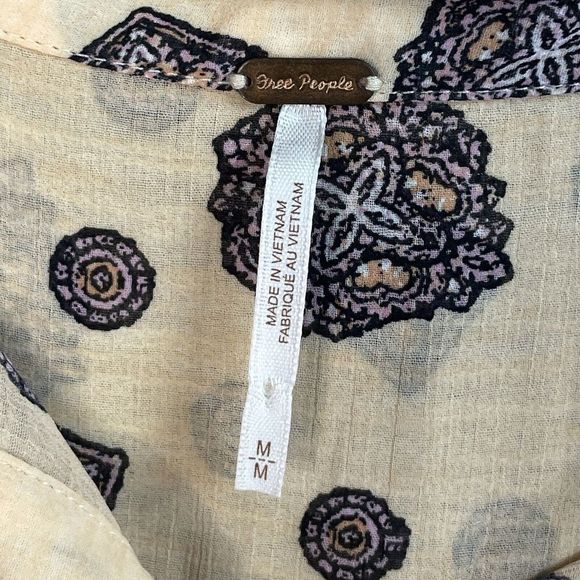 Free People Medium Mini Dress Boho Button Up Long Sleeve Sheer Tunic Tea Combo - Picture 5 of 8